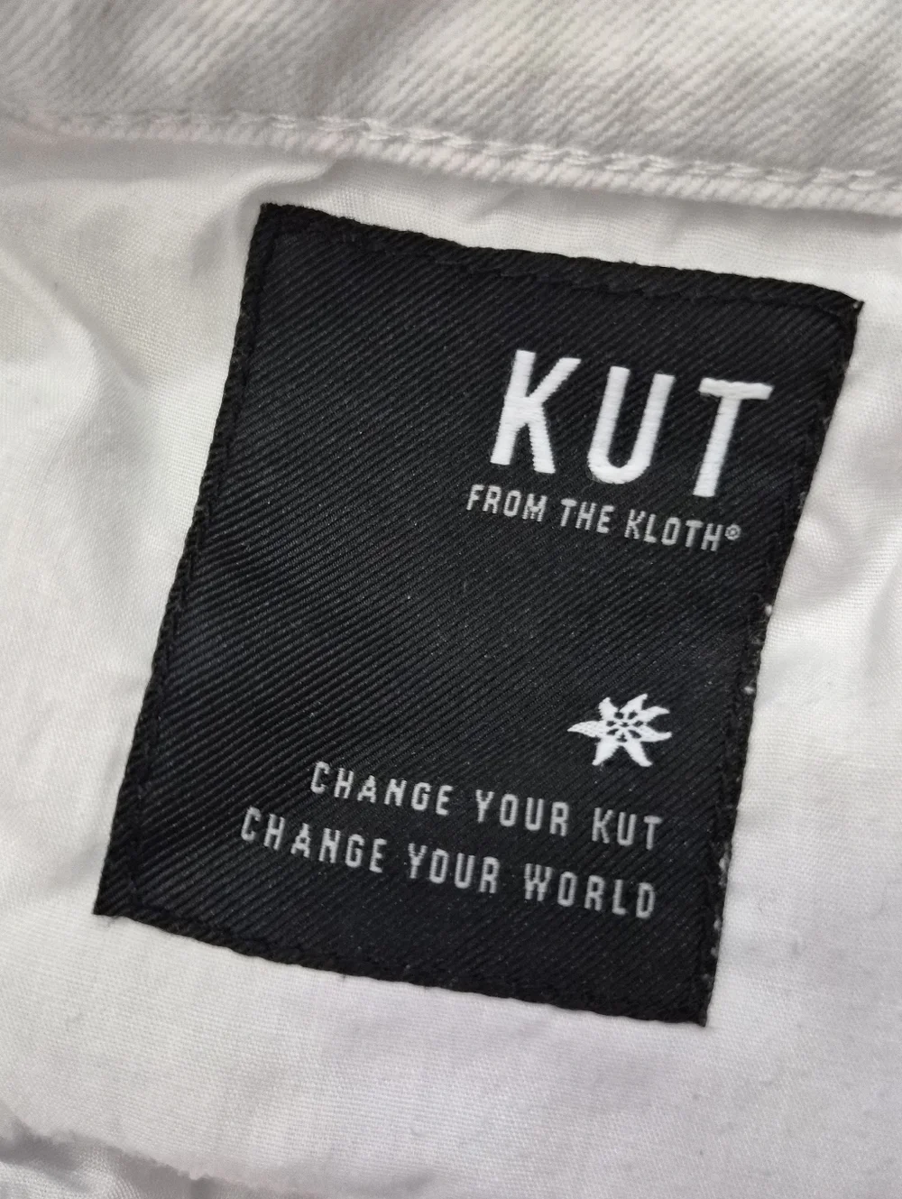 KUT Reese White Jeans 8 Raw Hem Ankle Straight High Rise Summer